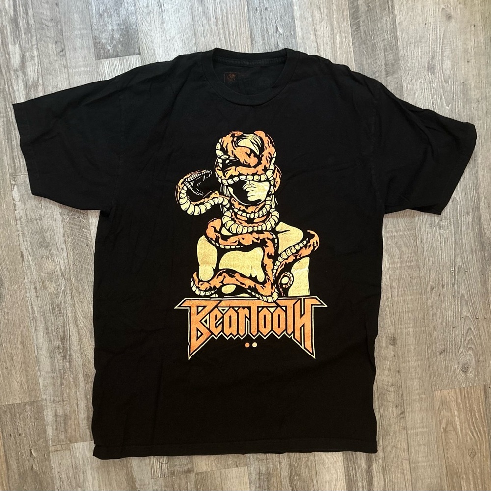 Beartooth Band Black Orange Snake Graphic Tee Metal Punk Indie Music Size Medium